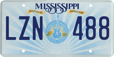 MS license plate LZN488