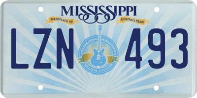 MS license plate LZN493