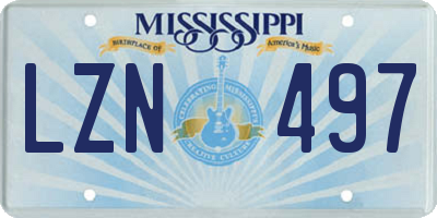 MS license plate LZN497