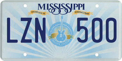 MS license plate LZN500
