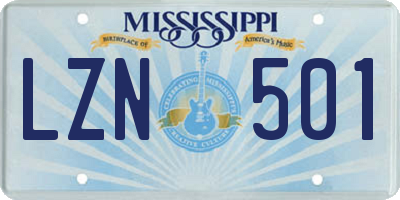 MS license plate LZN501
