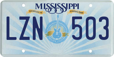 MS license plate LZN503