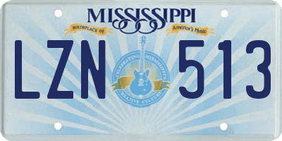 MS license plate LZN513