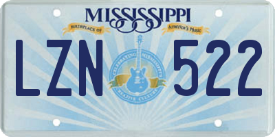 MS license plate LZN522