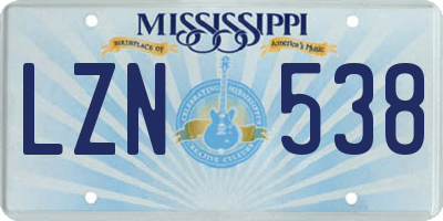 MS license plate LZN538