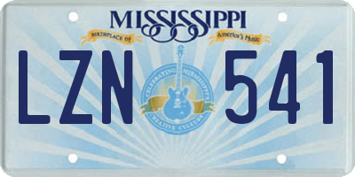 MS license plate LZN541