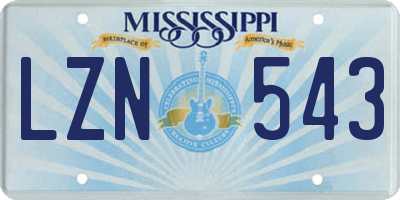 MS license plate LZN543