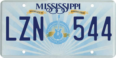 MS license plate LZN544