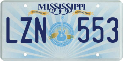 MS license plate LZN553