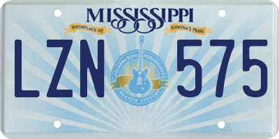 MS license plate LZN575