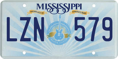 MS license plate LZN579