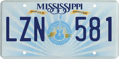 MS license plate LZN581