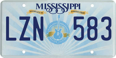 MS license plate LZN583