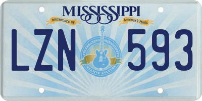 MS license plate LZN593