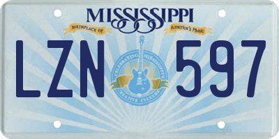 MS license plate LZN597