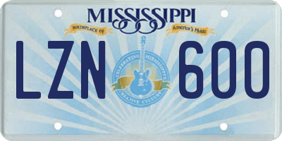 MS license plate LZN600