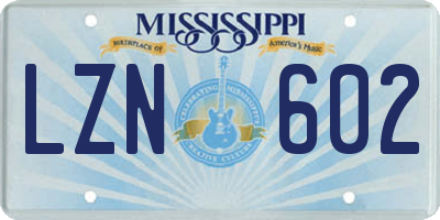MS license plate LZN602