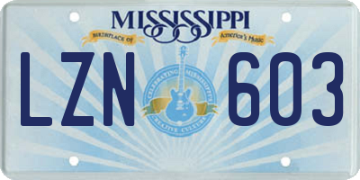 MS license plate LZN603