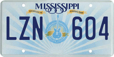 MS license plate LZN604