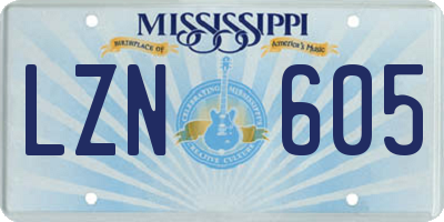 MS license plate LZN605