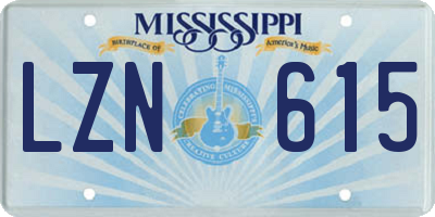 MS license plate LZN615