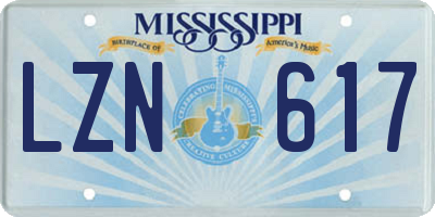 MS license plate LZN617