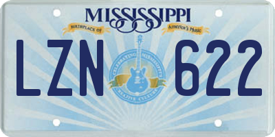 MS license plate LZN622