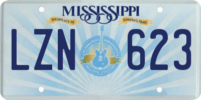 MS license plate LZN623