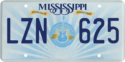 MS license plate LZN625