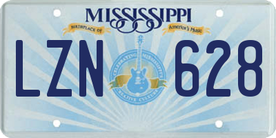 MS license plate LZN628