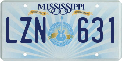 MS license plate LZN631