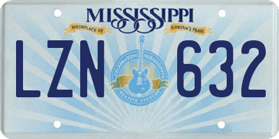 MS license plate LZN632