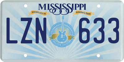MS license plate LZN633