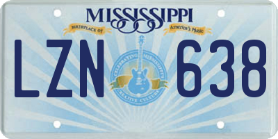 MS license plate LZN638