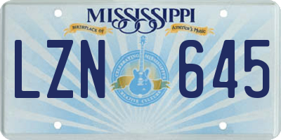 MS license plate LZN645