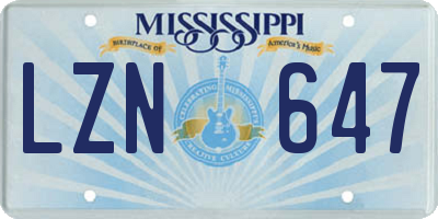 MS license plate LZN647