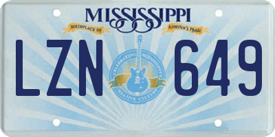 MS license plate LZN649