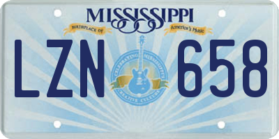 MS license plate LZN658