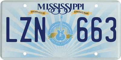 MS license plate LZN663