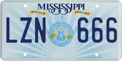 MS license plate LZN666