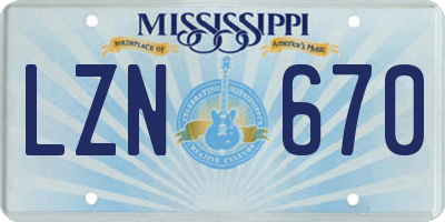 MS license plate LZN670