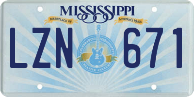 MS license plate LZN671