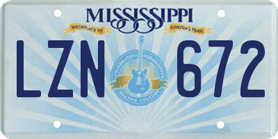 MS license plate LZN672