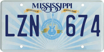 MS license plate LZN674