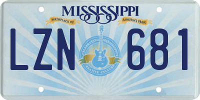 MS license plate LZN681