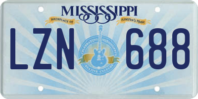 MS license plate LZN688