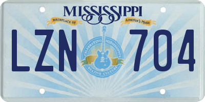 MS license plate LZN704