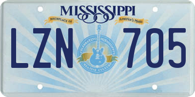MS license plate LZN705