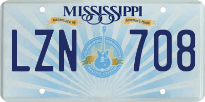 MS license plate LZN708