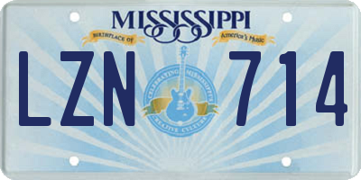 MS license plate LZN714